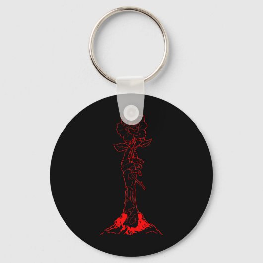 ZombieCore esthetische Zombie Hand Red Rose Skelet Sleutelhanger (Voorkant)