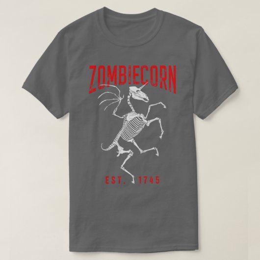 Zombiecorn Gothic Halloween Zombie Eenhoorn Skelet T-shirt (Design voorkant)