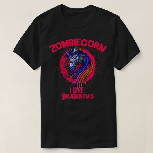Zombiecorn Ik hou van Brainbows Halloween Zombie U T-shirt (Design voorkant)