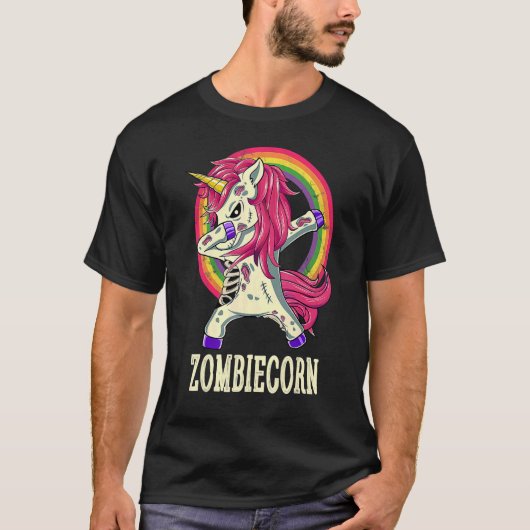 Zombiecorn Zombie Unicorn Dabbing Dance Halowee T-shirt (Voorkant)