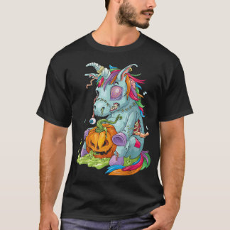 Zombiecorn Zombie Unicorn Halloween Costume Pumpki T-shirt