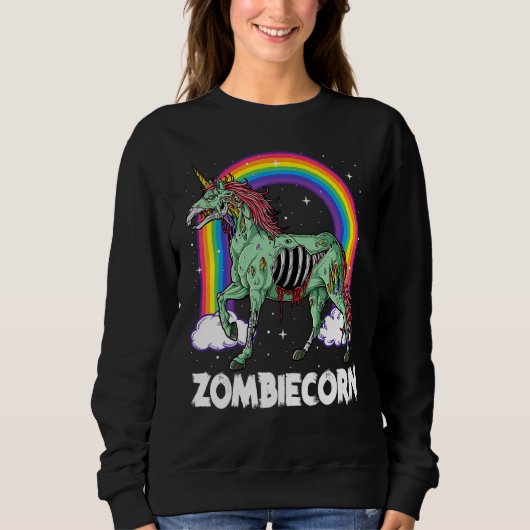 Zombiecorn Zombie Unicorn Halloween Women Girls Ra Trui (Voorkant)