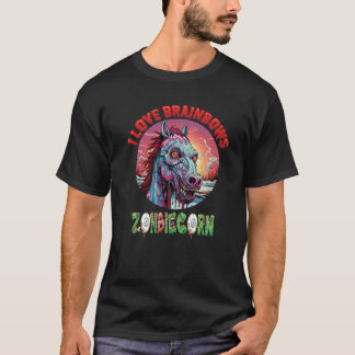 Zombiecorn Zombie Unicorn Ik hou van Brainbows Pun T-shirt