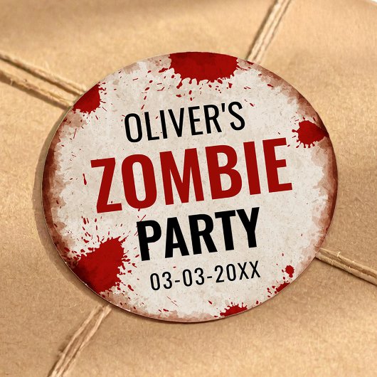 Zombiefeest met bloed ronde sticker