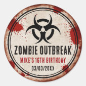 Zombiefeest roestig ronde sticker (Voorkant)
