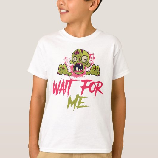 zombiegezicht, Happy Halloween, zwart, roze  T-shirt (Voorkant)