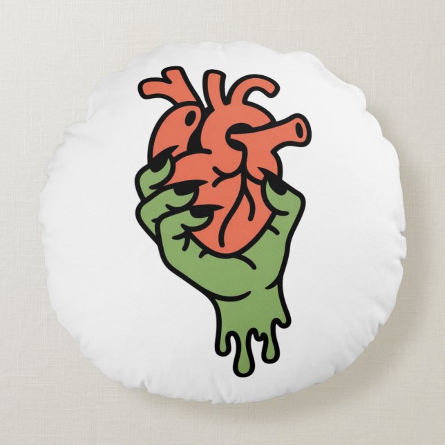 Zombiehand die Hart vasthoudt Rond Kussen (Voorkant)