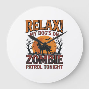 Zombiehondenpatrouille Vintage Halloween T-shirt o Grote Klok