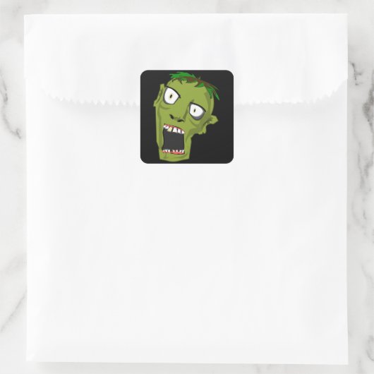 zombiehoofd vierkante sticker (Tas)