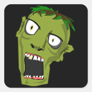 zombiehoofd vierkante sticker