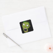 zombiehoofd vierkante sticker (Envelop)