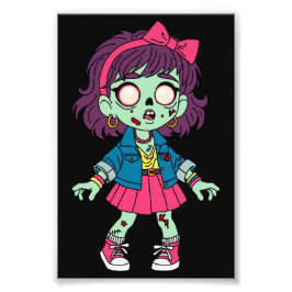 Zombiemeisje uit de jaren 80 foto afdruk
