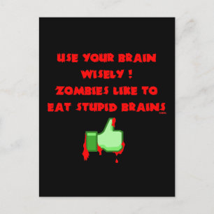 Zombiës als domme breinen briefkaart