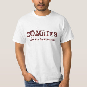 Zombiës at mijn huiswerk (licht) t-shirt