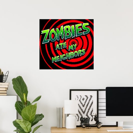 Zombies Ate My Buren Pixel Art Poster (Thuiskantoor)