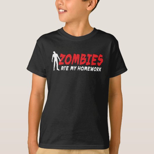 Zombies ate my homework t-shirt (Voorkant)