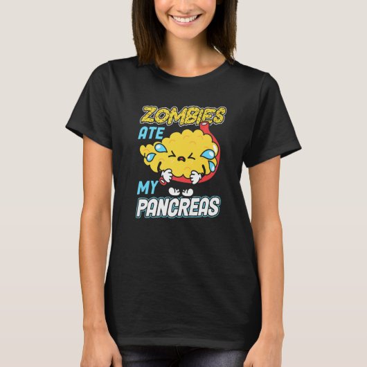 Zombies Ate My Pancreas Diabetes Awareness Premium T-shirt (Voorkant)