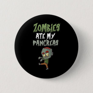 Zombies Ate My Pancreas T1d Type 1 Diabetes Girl K Ronde Button 5,7 Cm