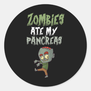 Zombies Ate My Pancreas T1d Type 1 Diabetes Girl K Ronde Sticker