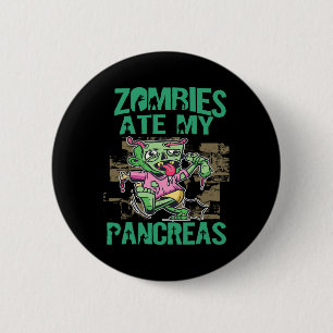 Zombies aten mijn alvleesklier Diabetes bewustzijn Ronde Button 5,7 Cm