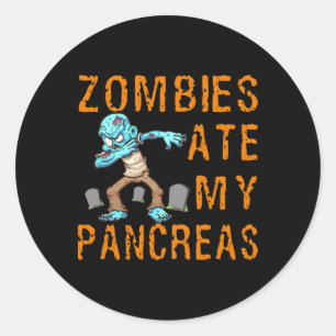 Zombies aten mijn alvleesklier - Leuk Diabetes Ronde Sticker