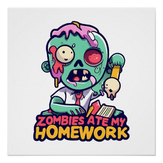 Zombies aten mijn huiswerk perfect poster (Voorkant)