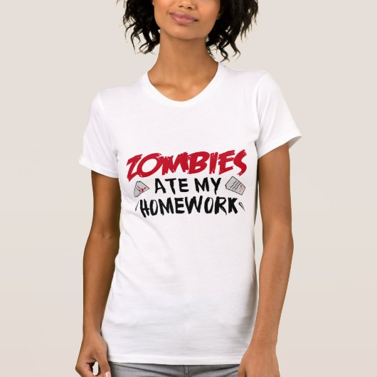 Zombies aten mijn huiswerk t-shirt (Voorkant)