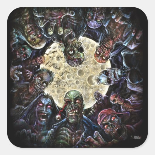Zombies Attack (Zombie Horde) Vierkante Sticker (Voorkant)