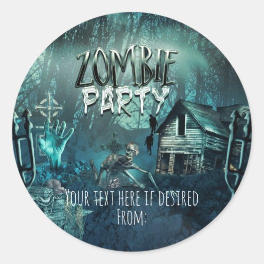 Zombies Birthday Party Fun Favor Ronde Sticker (Voorkant)