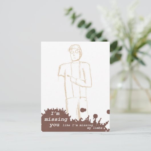 Zombies Briefkaart - "Ik mis je..." (Staand voorkant)