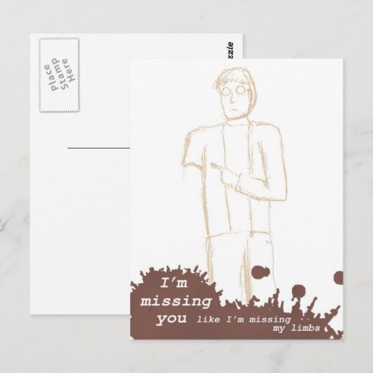 Zombies Briefkaart - "Ik mis je..." (Voorkant / Achterkant)