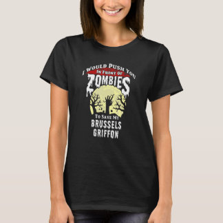 Zombies Brussels Griffon Spooky Halloween T-shirt