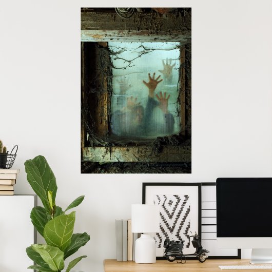 zombies buiten het raam poster (Thuiskantoor)