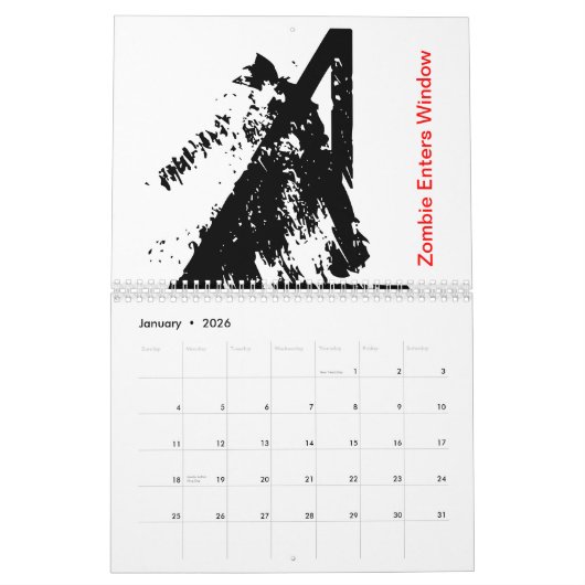 Zombies Calendar.  Kan je ze identificeren? Kalender (Jan 2026)