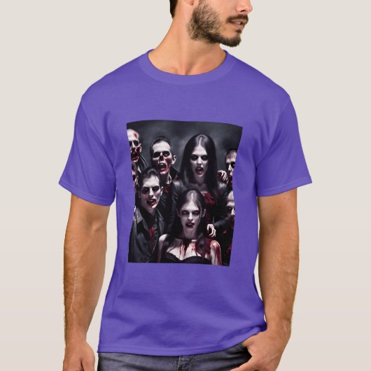 Zombies celebrate Halloween vintage T-shirt (Voorkant)