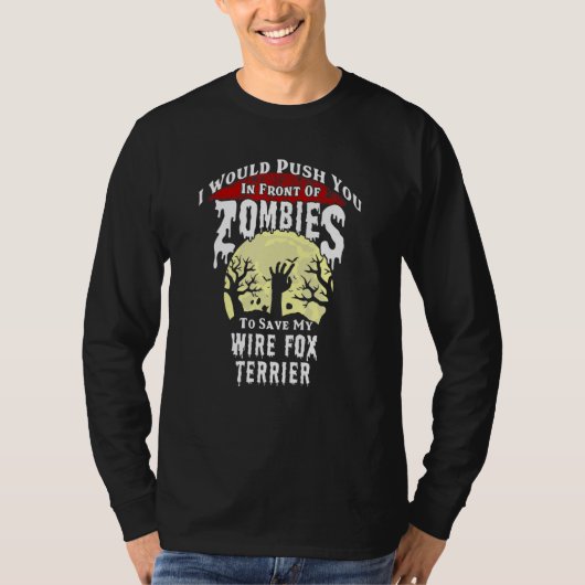 Zombies Draad Fox Terrier Griezelig Halloween T-shirt (Voorkant)