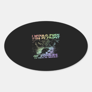 Zombies drukken mijn bijenschotel op ovale sticker
