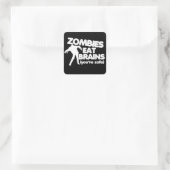 Zombiës eet hersenen (je bent veilig) vierkante sticker (Tas)