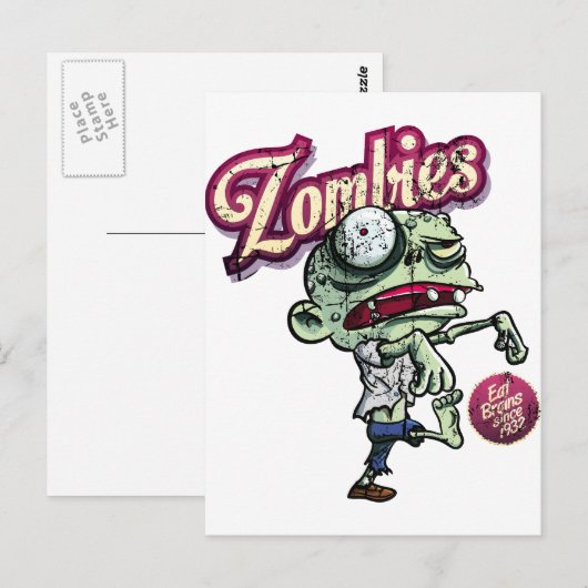 Zombies eten Brains Briefkaart (Voorkant / Achterkant)