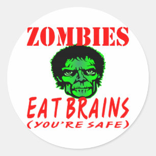 Zombies eten breinen (je bent veilig) ronde sticker