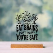 Zombies Eten Hersenen Grappige Halloween Vector On Acryl Bord (Neutraal)
