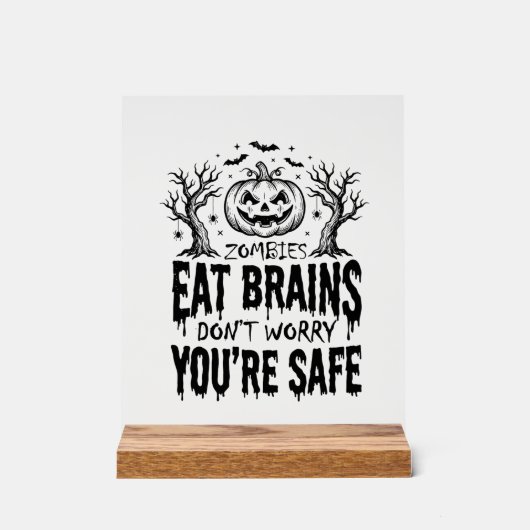 Zombies Eten Hersenen Grappige Halloween Vector On Acryl Bord (Voorkant)