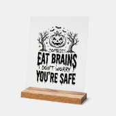 Zombies Eten Hersenen Grappige Halloween Vector On Acryl Bord (Hoek)