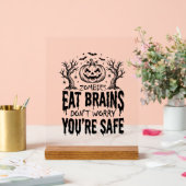 Zombies Eten Hersenen Grappige Halloween Vector On Acryl Bord (Huwelijk)