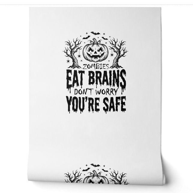 Zombies Eten Hersenen Grappige Halloween Vector On Behang (Afrollen)