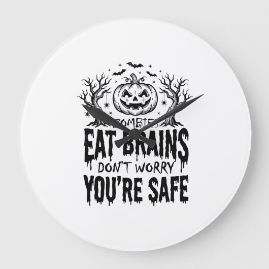 Zombies Eten Hersenen Grappige Halloween Vector On Grote Klok (Voorkant)