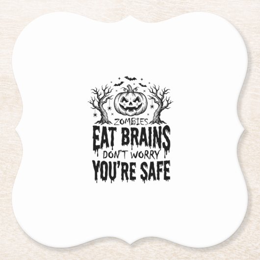 Zombies Eten Hersenen Grappige Halloween Vector On Kartonnen Onderzetters (Voorkant)