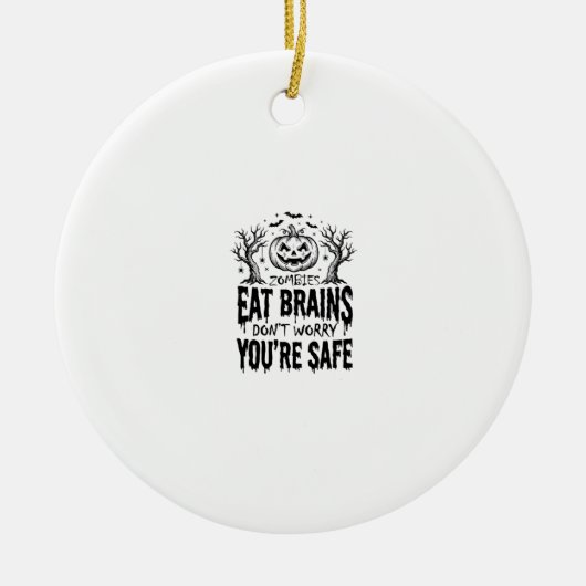 Zombies Eten Hersenen Grappige Halloween Vector On Keramisch Ornament (Voorkant)