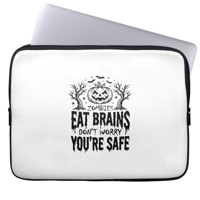 Zombies Eten Hersenen Grappige Halloween Vector On Laptop Sleeve (Voorkant)