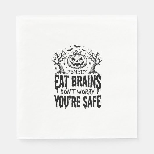 Zombies Eten Hersenen Grappige Halloween Vector On Servet (Voorkant)